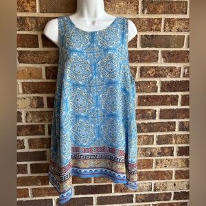Max Studio Blue Patterned Tank Top
